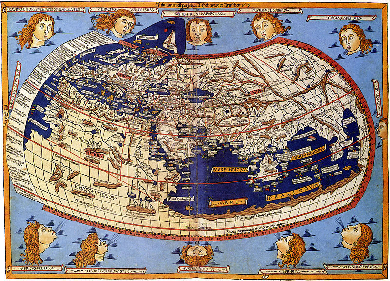 The world map from Cosmographia Germanus